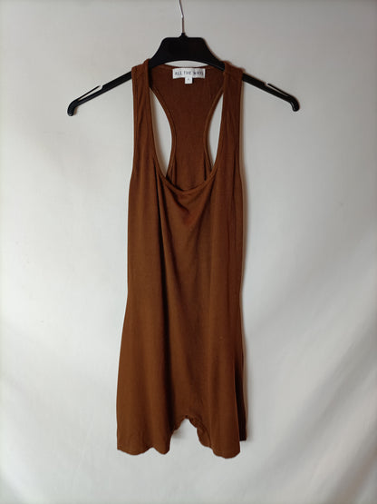 ALL THE WAYS. Brown ribbed jumpsuit. TS