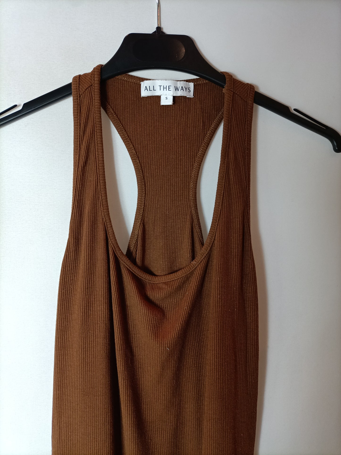 ALL THE WAYS. Brown ribbed jumpsuit. TS