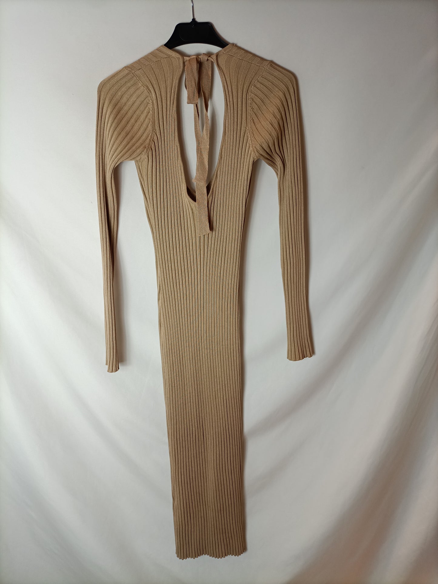 NBD. Dark beige ribbed dress. TS