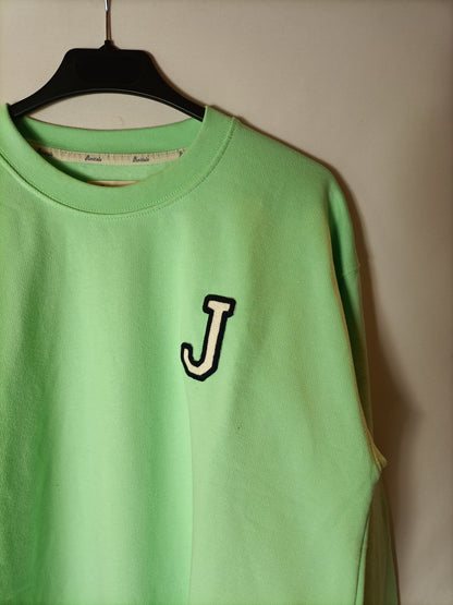 ANITIALS. Sudadera verde flúor inicial. T M