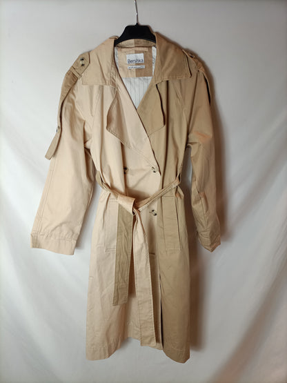 BERSHKA. Gabardina larga bicolor. T S