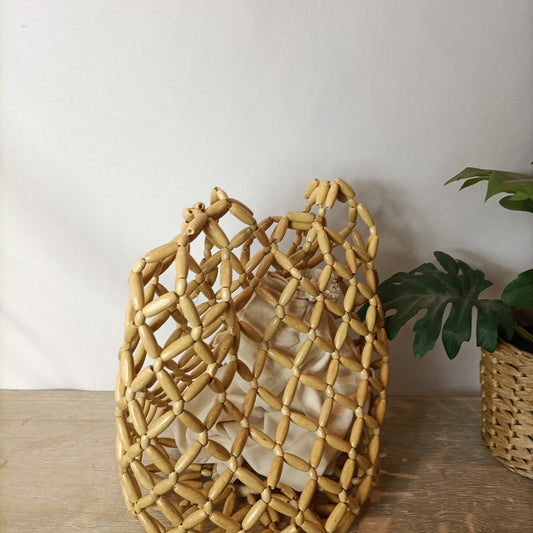 MANGO. Wooden mesh bag