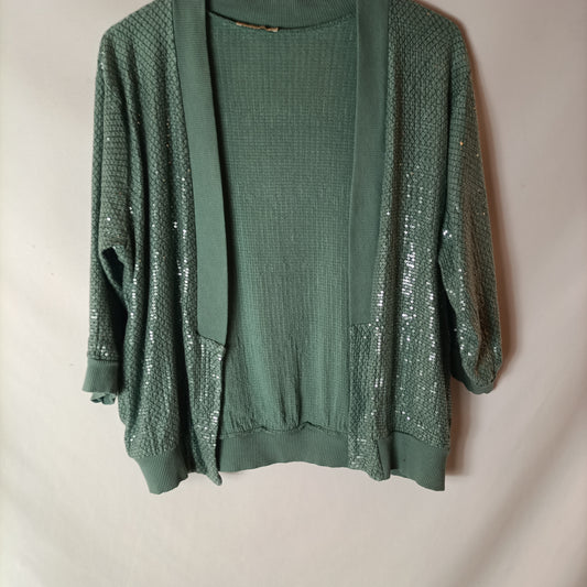 NEW COLLECTION. Aqua green sequin mini jacket. YOU (s/m)