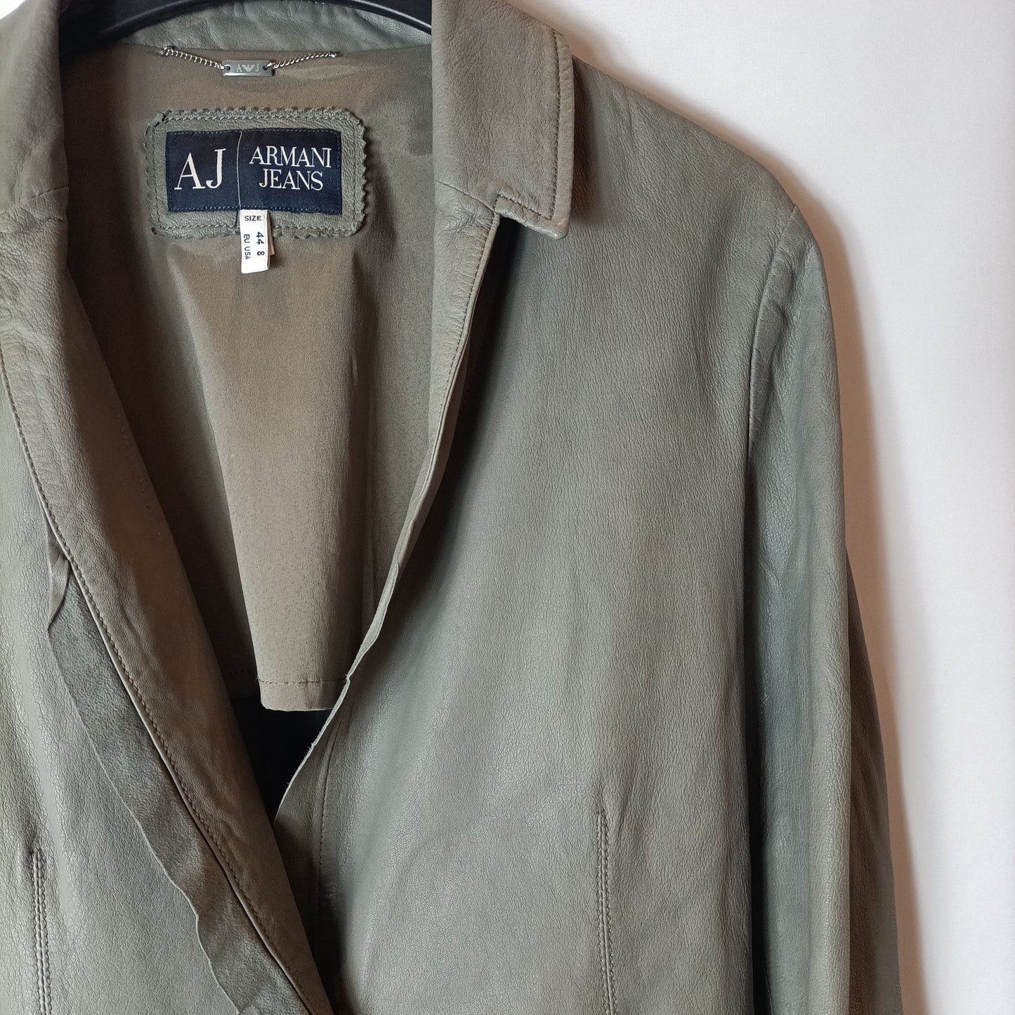 ARMANI JEANS. Gray leather jacket. Size 38/40