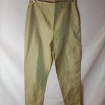 GUY LAROCHE. Pantalones dorados rayas verde agua. T 38