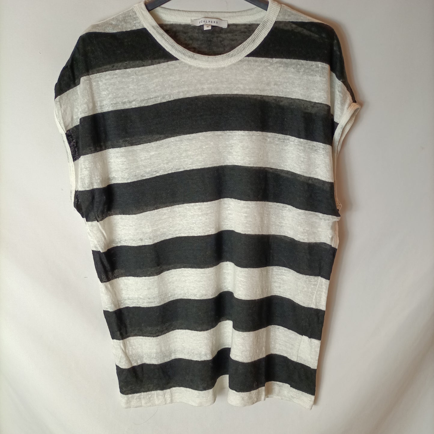 SCALPERS. Camiseta lino rayas. T M