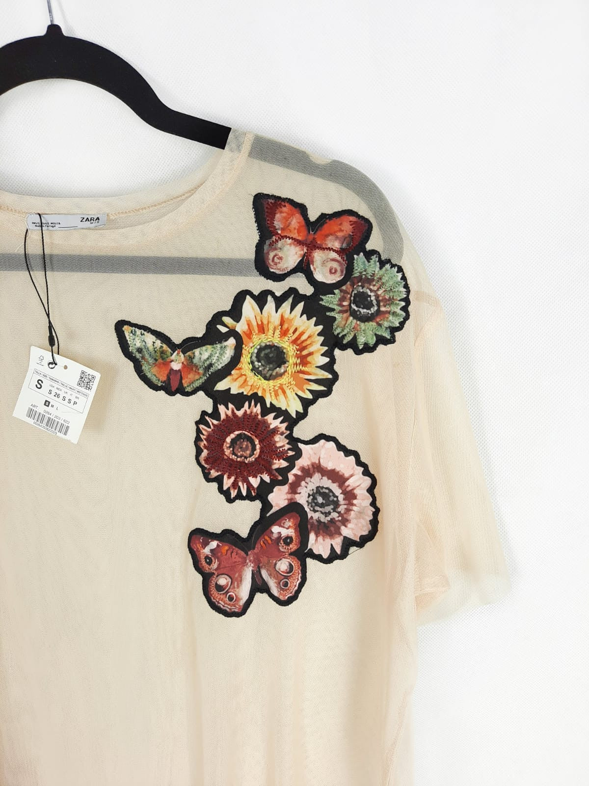 ZARA. Tull rejilla bordada T.s