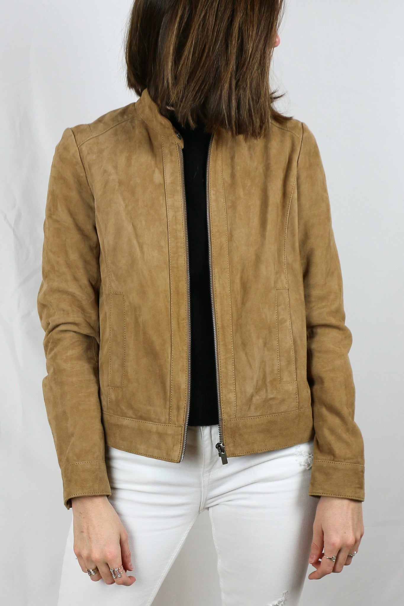 COMPTOIR DES COTONNIERS. Chaqueta piel camel. T S