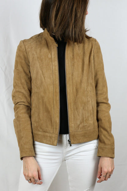 COMPTOIR DES COTONNIERS. Chaqueta piel camel. T S