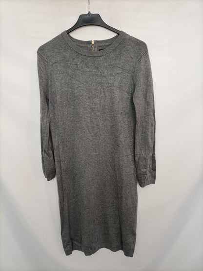 ZARA.Vestido corto punto gris T.s