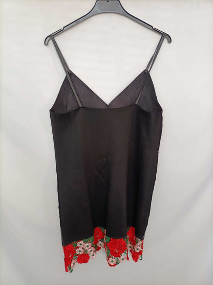 ZARA.Vestido polipiel encaje T.s