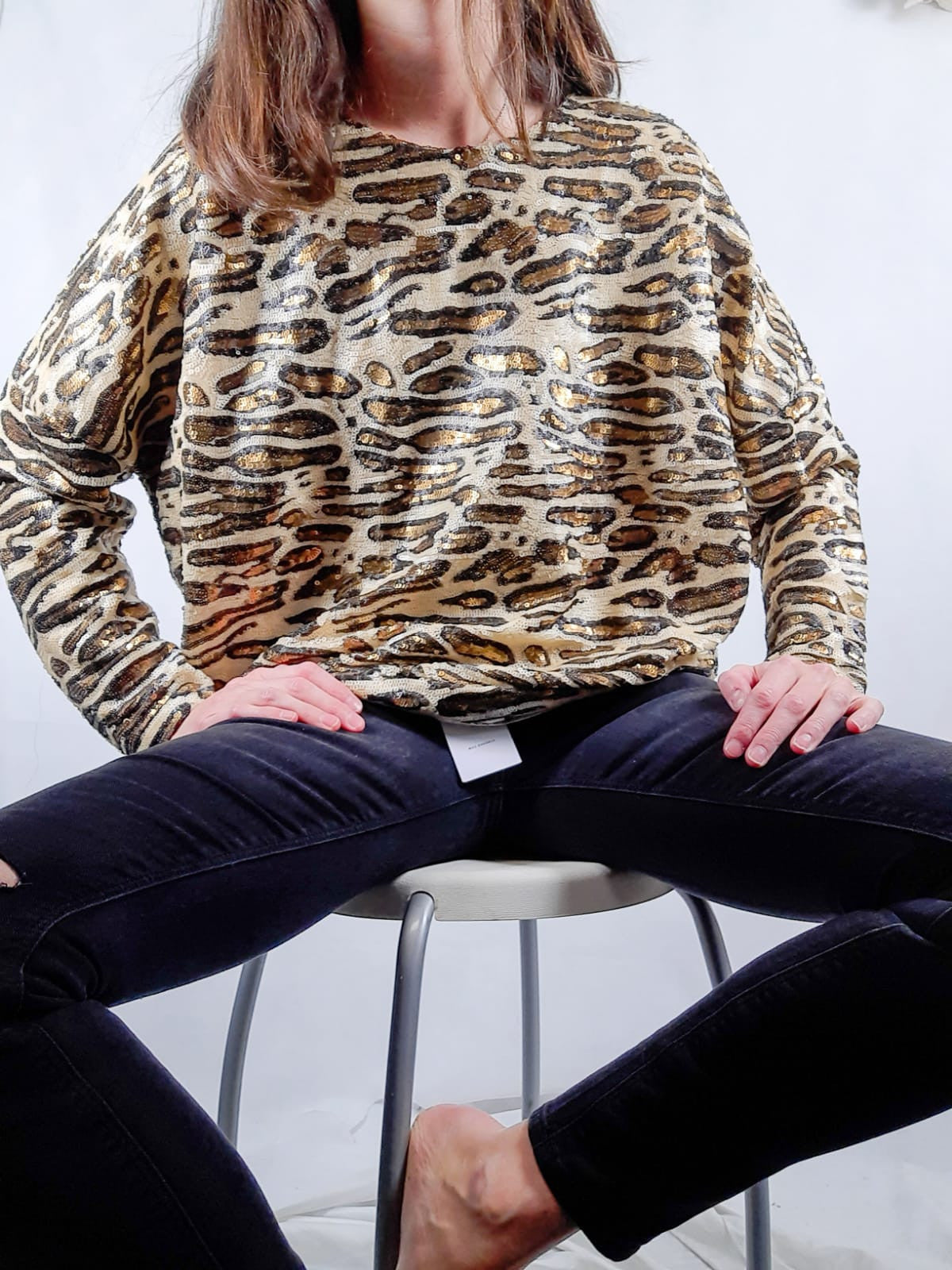 ZARA. Animal sequin top Tm