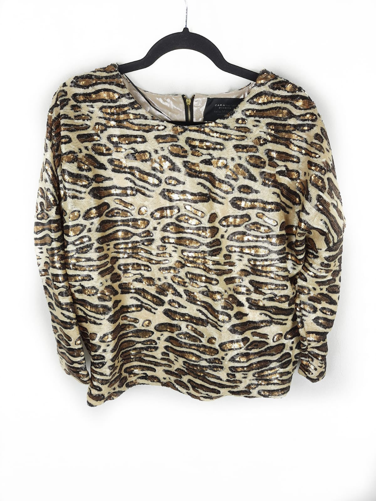 ZARA. Animal sequin top Tm