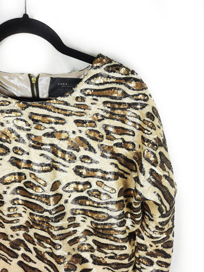 ZARA. Animal sequin top Tm