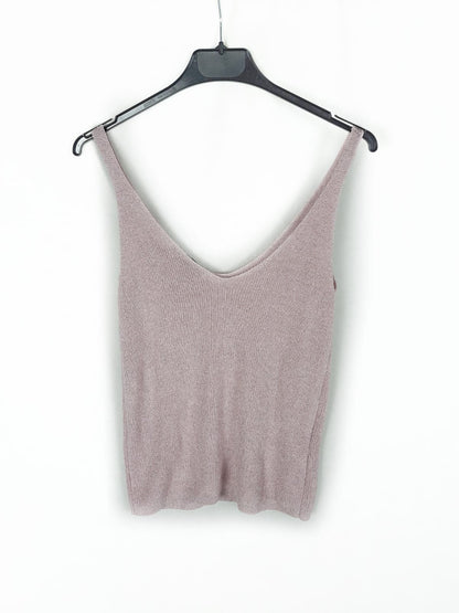 MANGO.Top rosa y plateado T.s