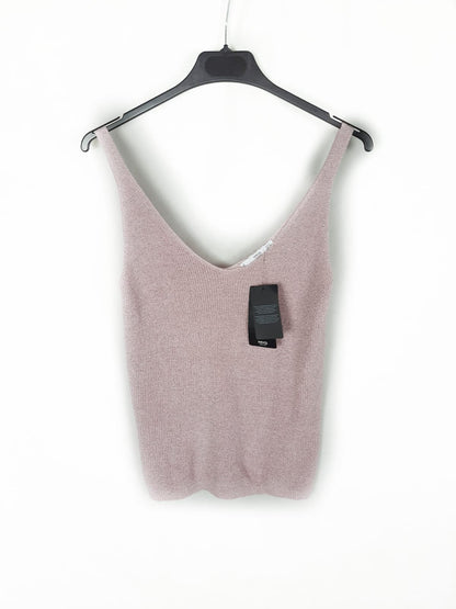 MANGO.Top rosa y plateado T.s