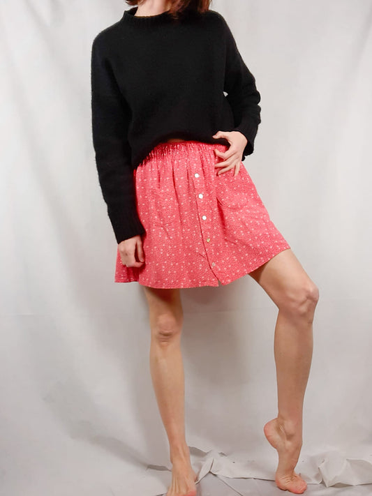 KLASIKS. Falda mini rosa flores T.u