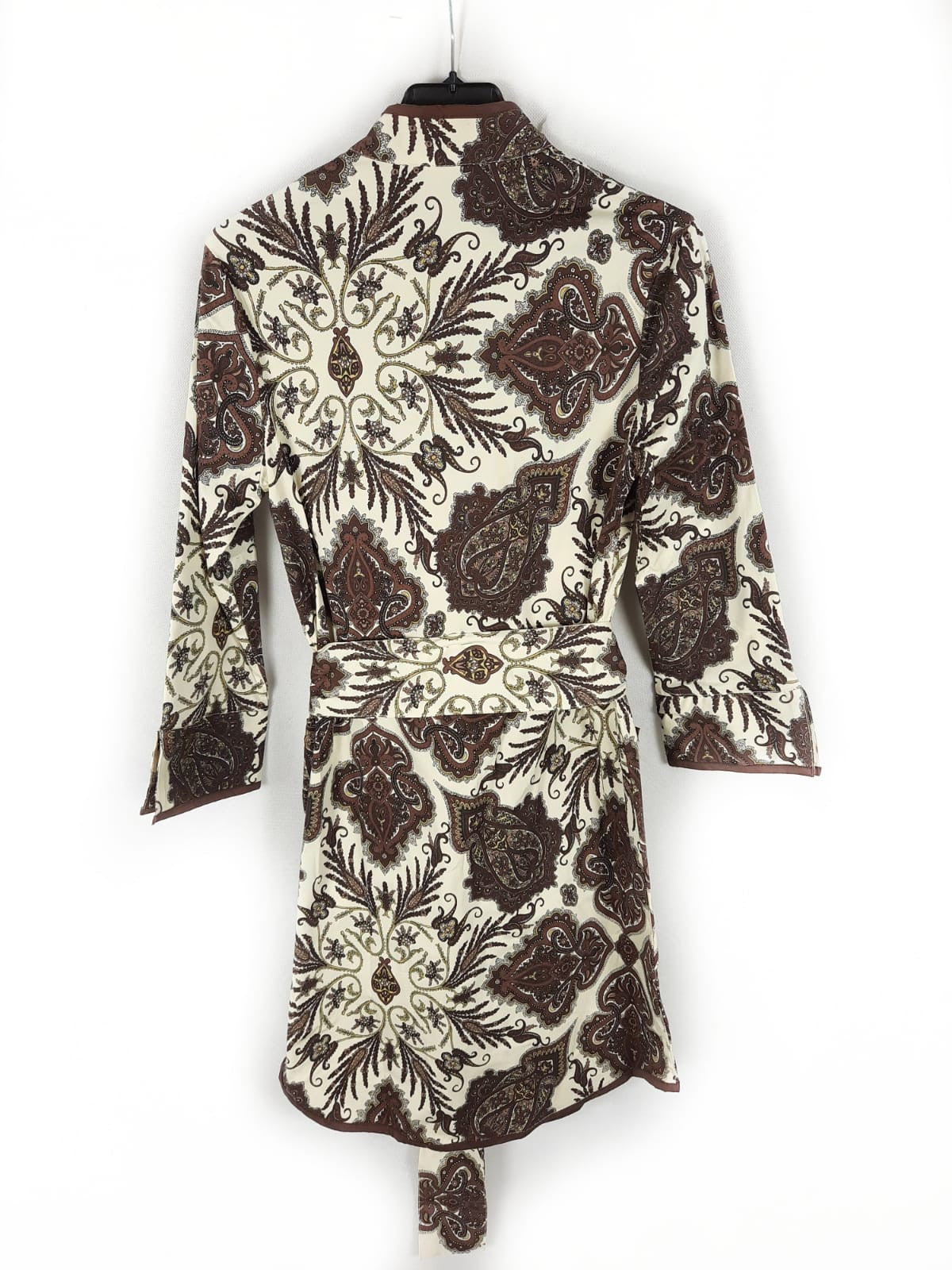 ALMATRICHI. Vestido beige flores marrones T.36