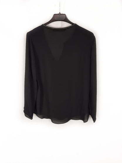 ZARA.Black V-neck blouse T.xs