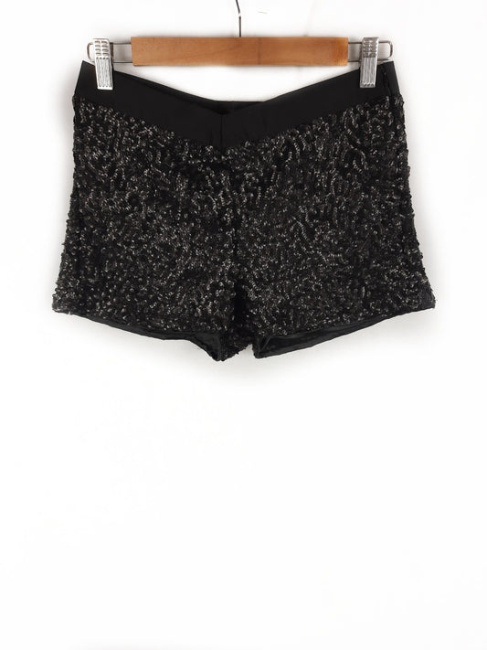MANGO.Shorts negro lentejuelas T.36