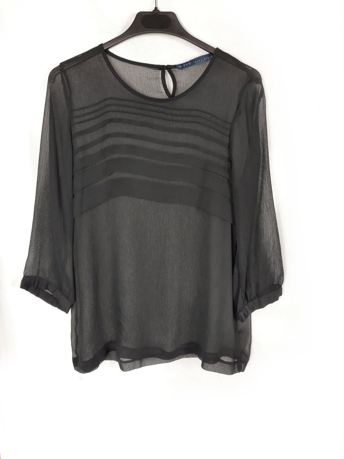 ZARA. Black semi-transparent blouse Tm