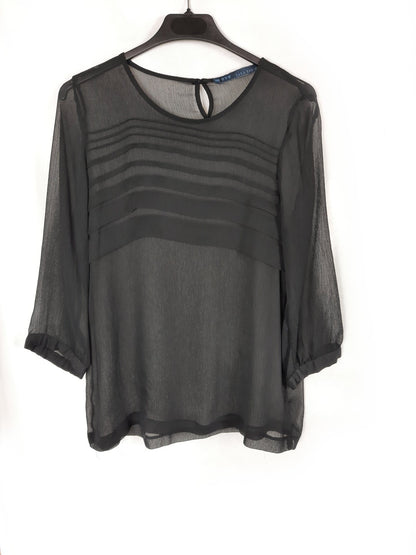 ZARA. Black semi-transparent blouse Tm