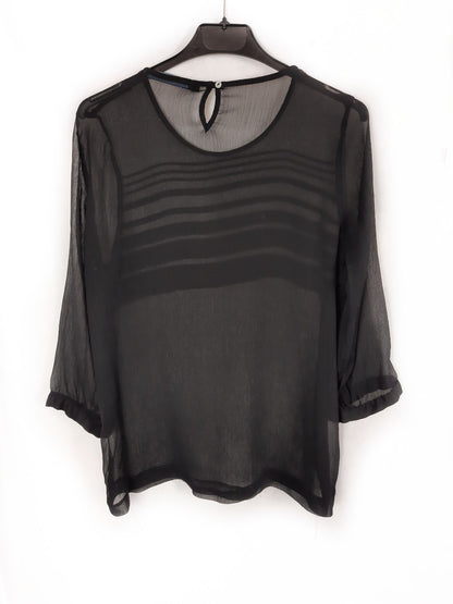 ZARA. Black semi-transparent blouse Tm