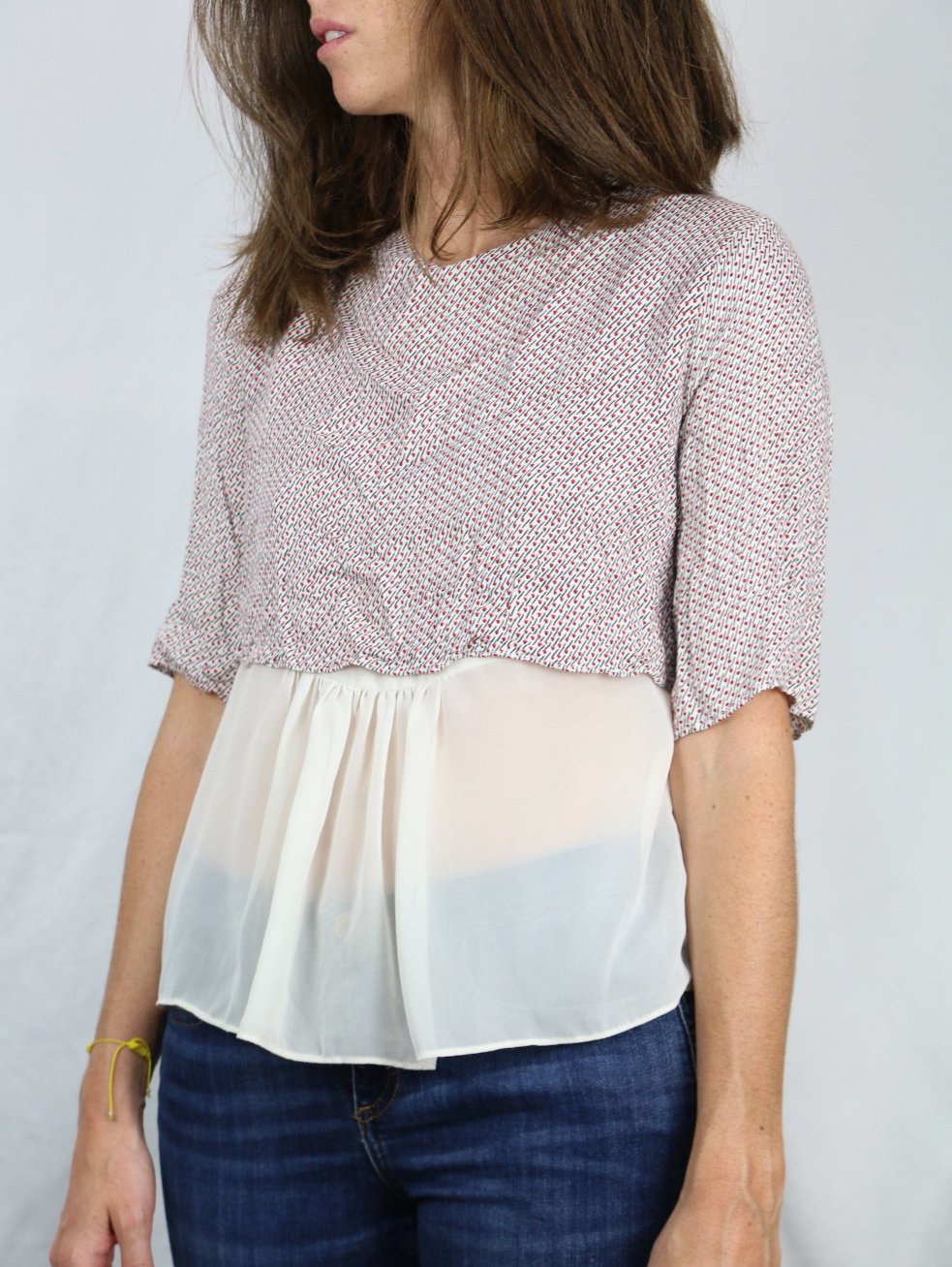 ZARA. Blusa dos texturas T.s