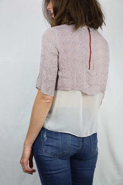 ZARA. Blusa dos texturas T.s
