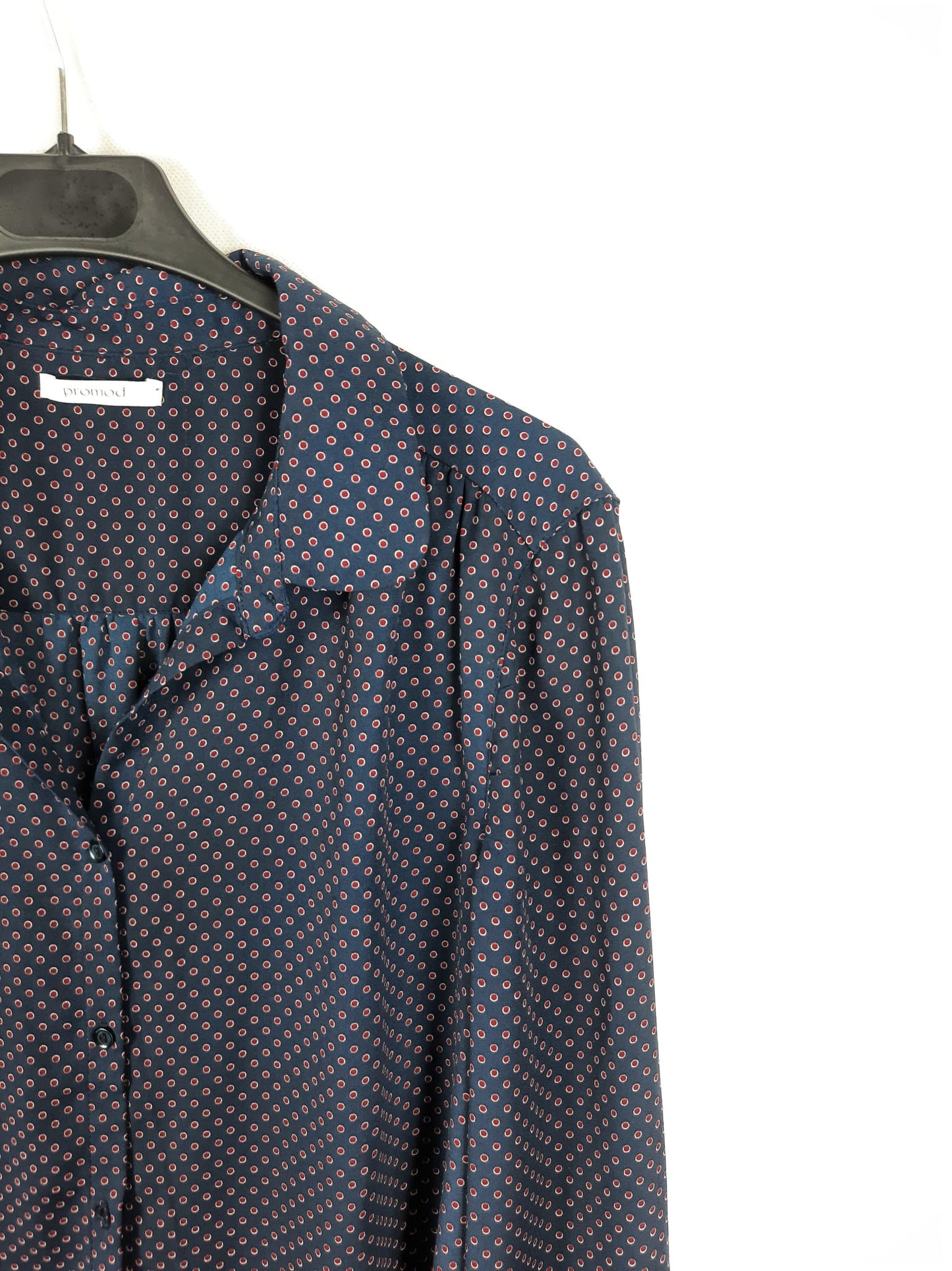 PROMOD. Blusa azul lunares burdeos T.s/m