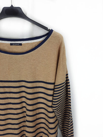 PROMOD. Beige striped Ts sweater