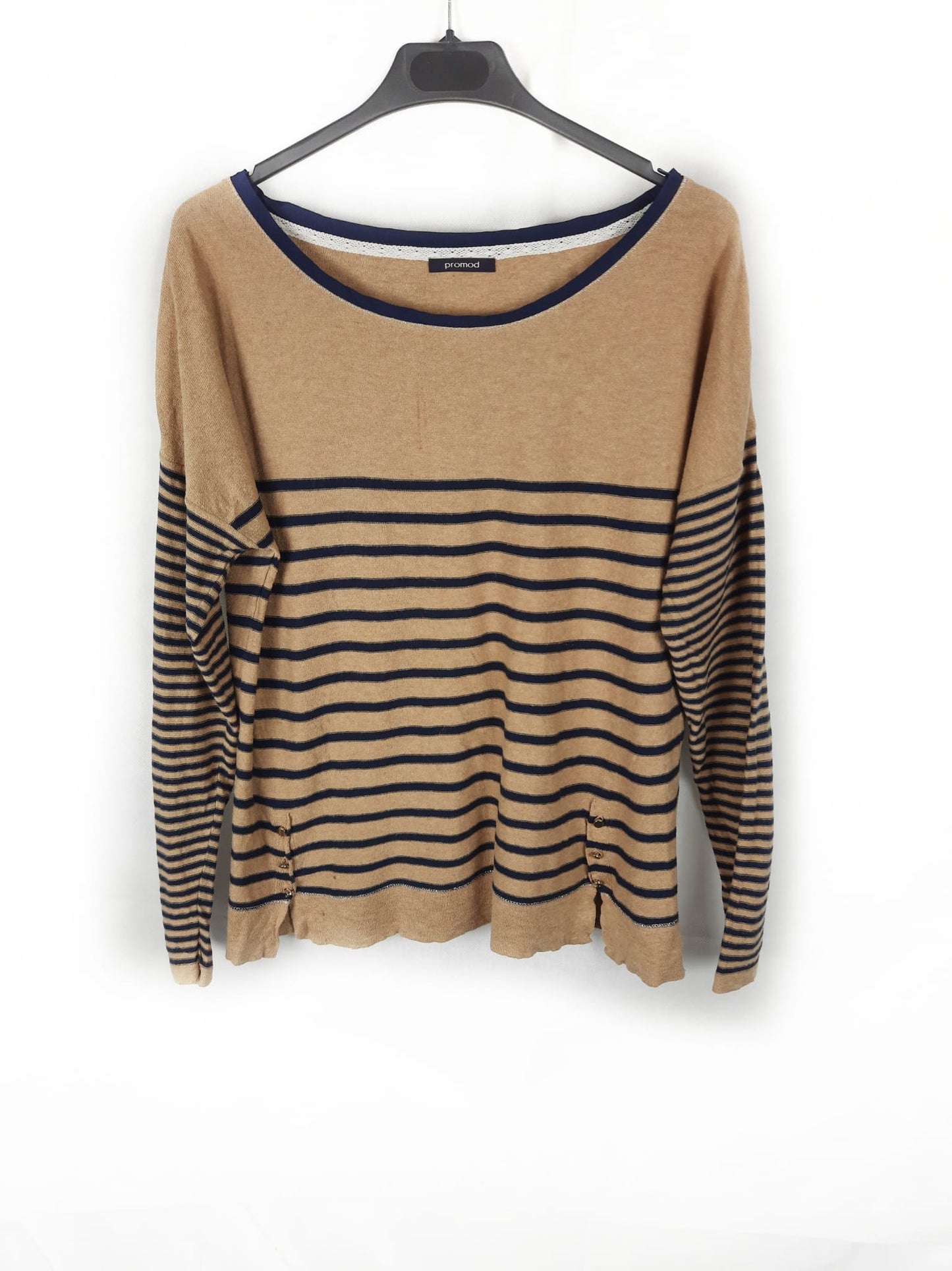 PROMOD. Beige striped Ts sweater