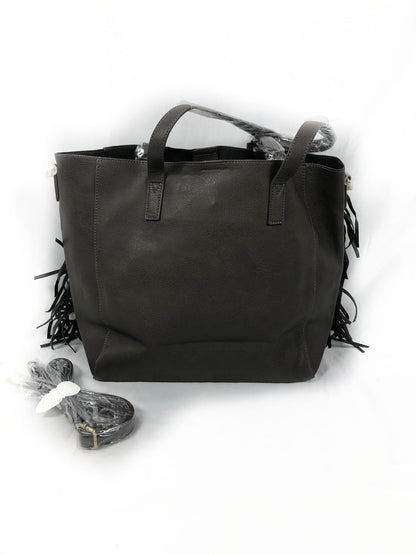 MISAKO.Bolso marrón oscuro flecos