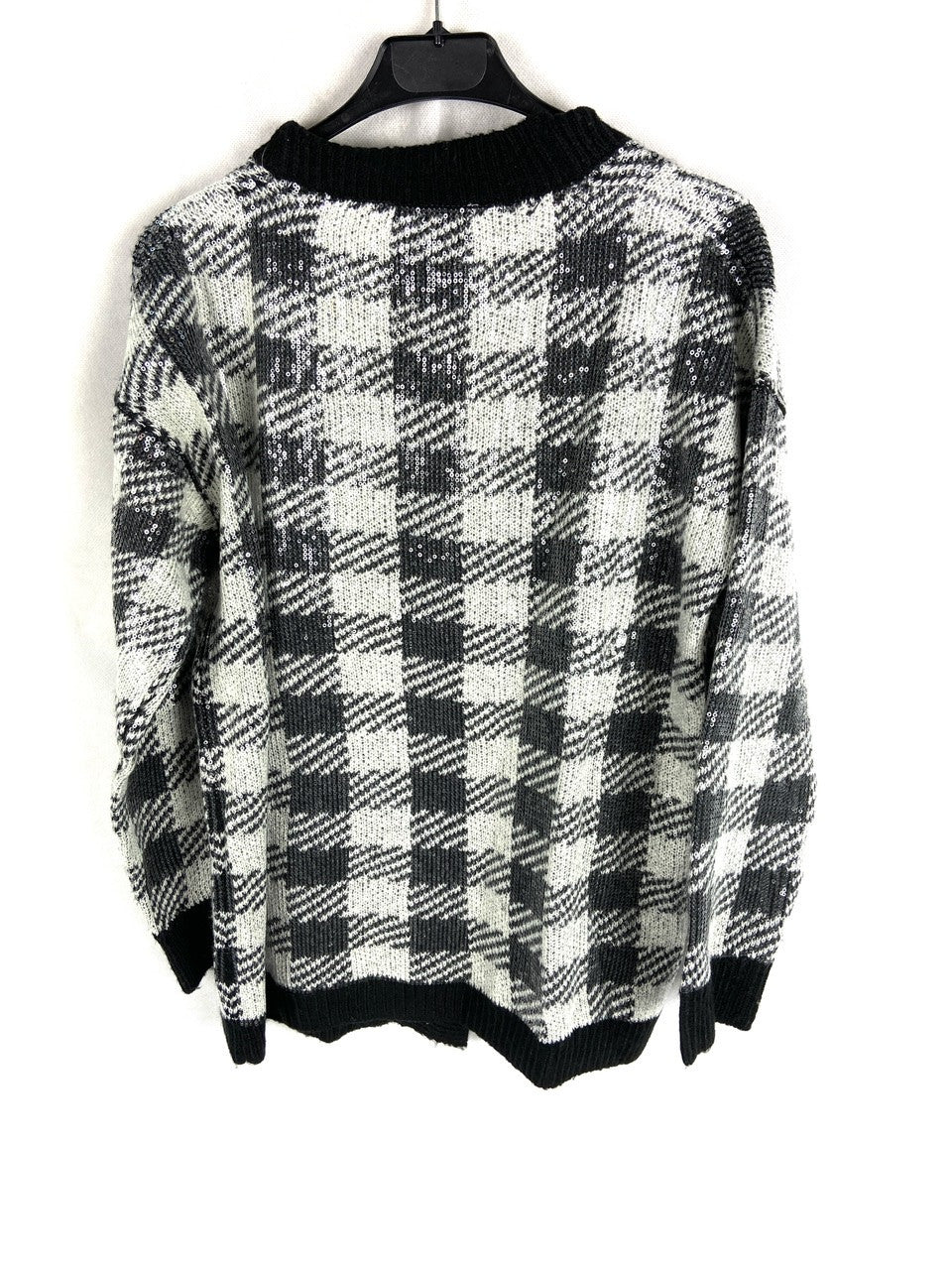 MANGO. Chaqueta cuadros lentejuelas T.s