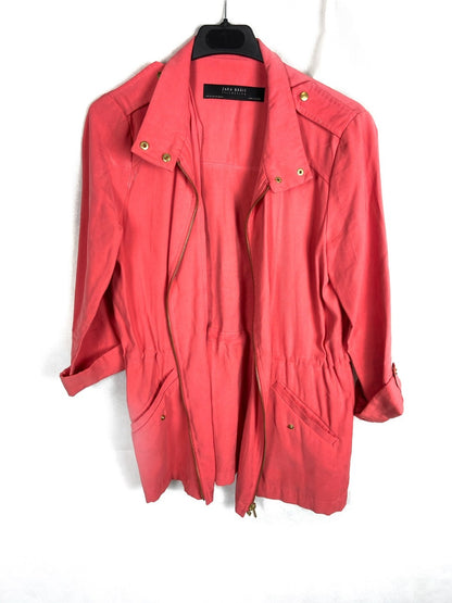 Market. ZARA. Coral zip-up jacket T.xs