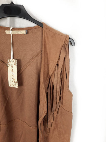 MOSNOVA.Chaleco antelina flecos T.s/m