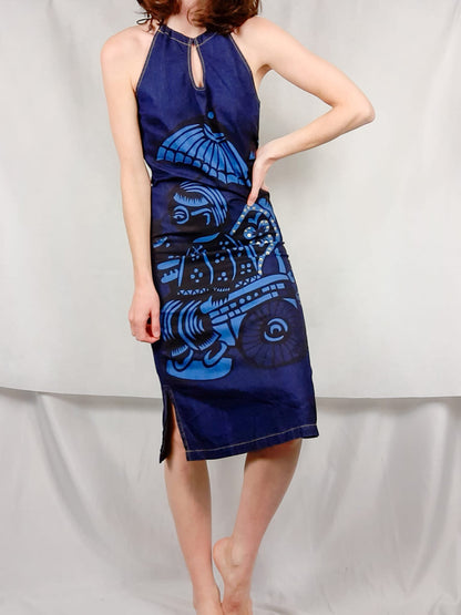 CUSTO. Denim midi dress s/m