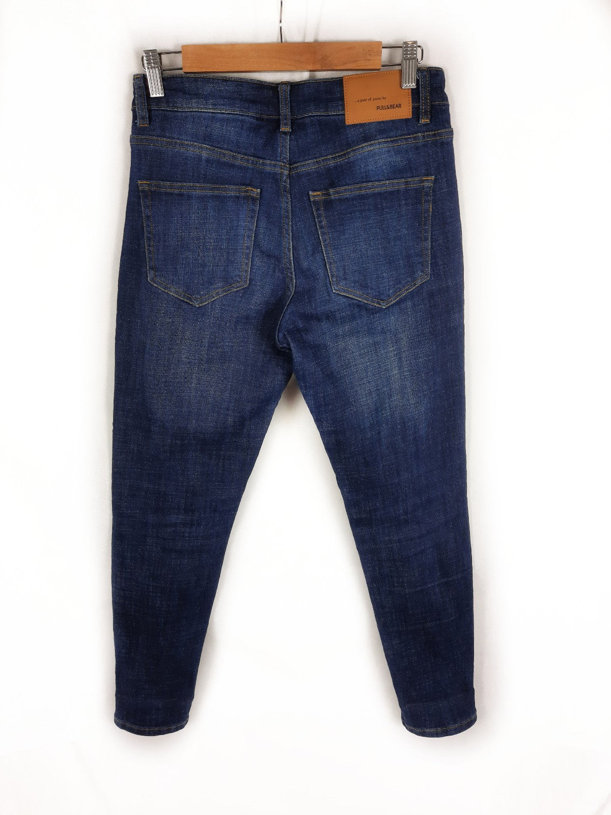 PULL&BEAR. Pantalon azul oscuro boyfriend T,34