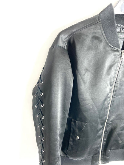 FOREVER21.Black Bomber Ts Strings