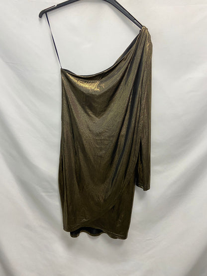 WHITE. Asymmetrical bronze (gold) dress Tm