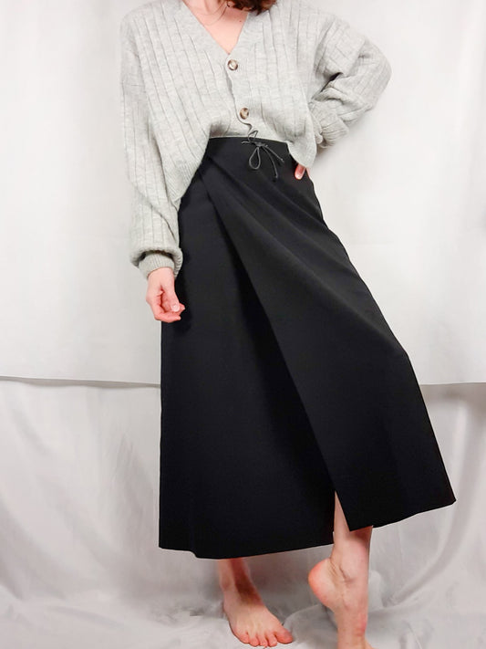 MANGO. Black midi skirt, size 36