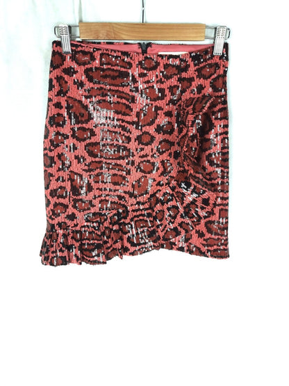 ANIYE BY.pink animal print sequin skirt Tm