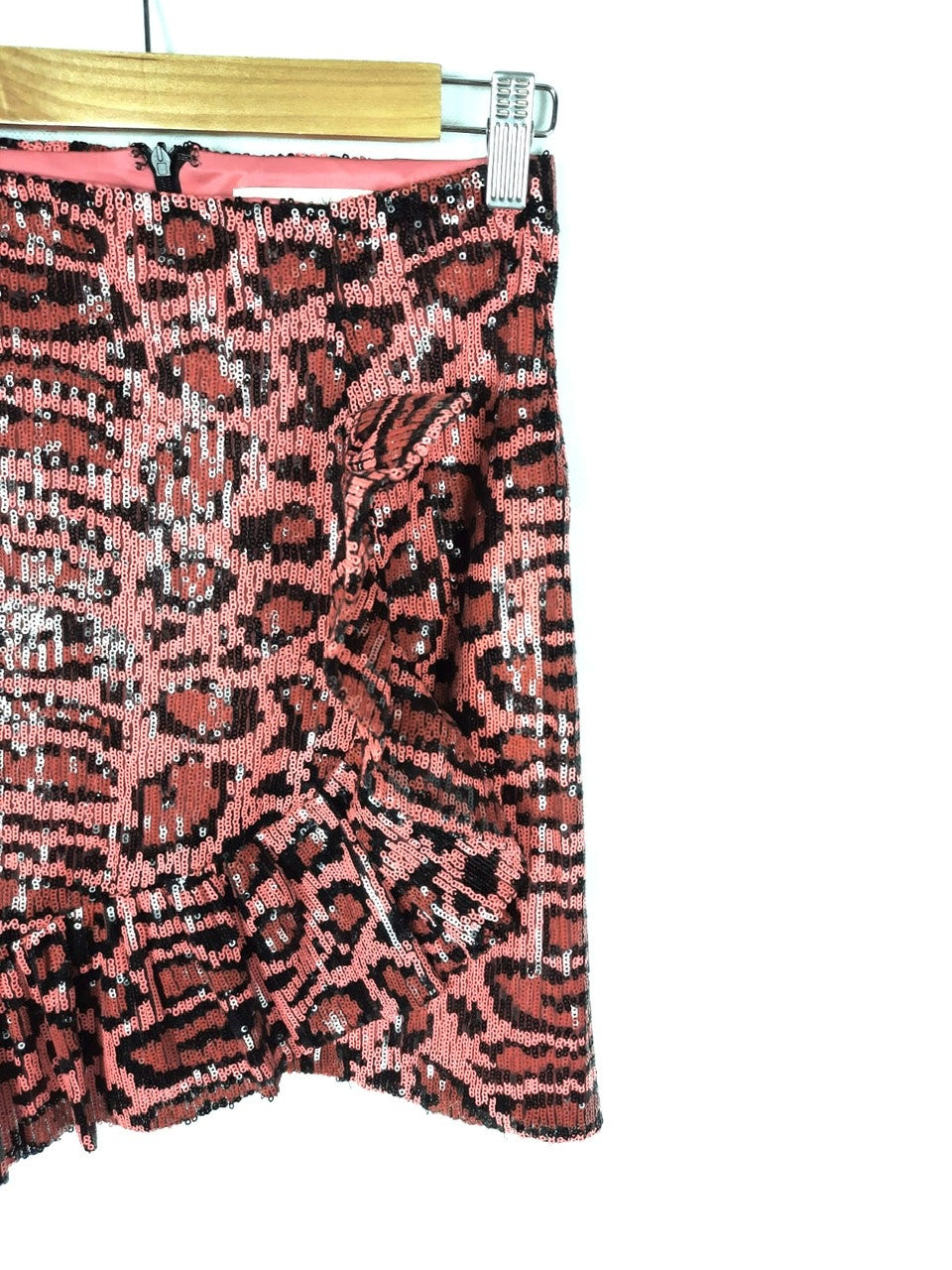 ANIYE BY.pink animal print sequin skirt Tm