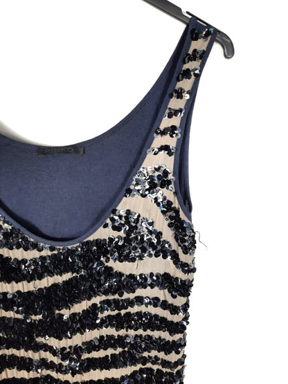 PINKO. Blue/beige sequin top t.36