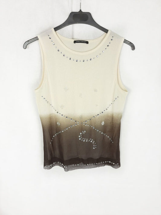 LUISA CERANO. Top degradado tonos marrones T.34