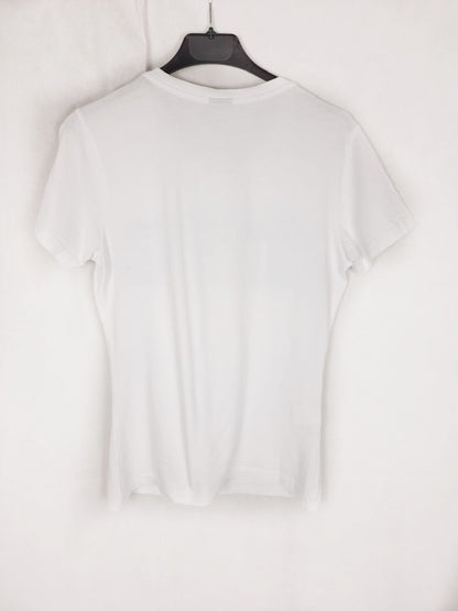 PINKO. Camiseta blanca basica pedreria T.36