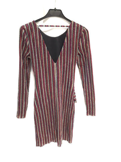 MISS SELFRIDGE.Vestido rayas purpurina T.36