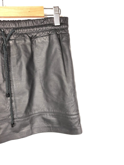 MANGO. Black leather skirt Tm
