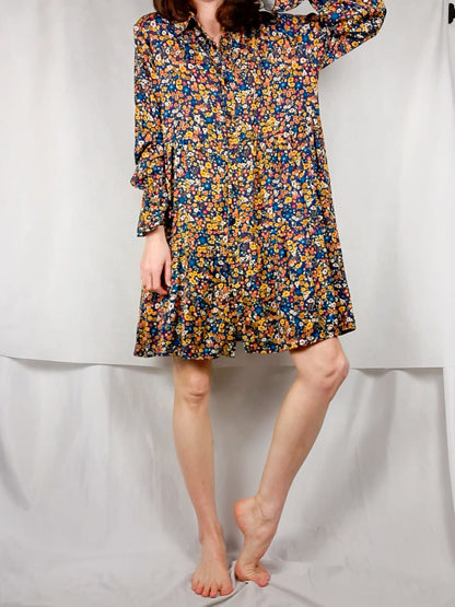 HUG&amp;CLAU. Blue floral dress Tm/l