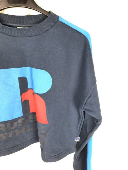 RUSSELL ATHLETIC. Sudadera azul crop T.s